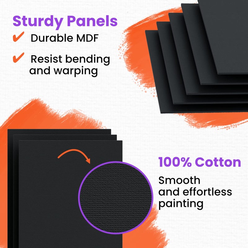 Chalkola Black Canvas Panels 8x10 inch (15 Pack) - Black Canvas for Painting Acrylic & Oil Art, Primed 100% Cotton Boards, Acid-Free Canvases for Professional Artists, Hobby Painters, Kids & Beginners - Image 4